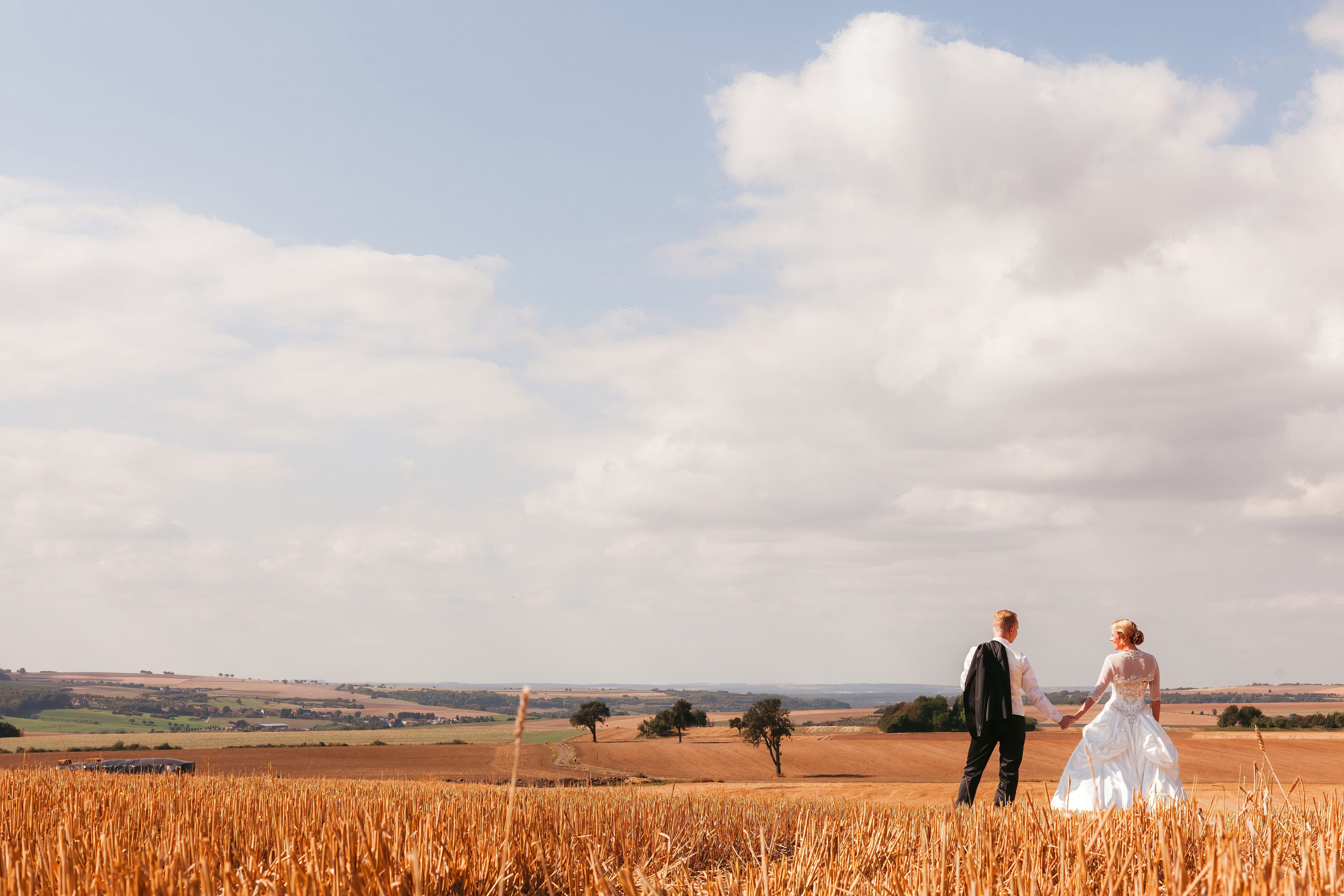 Hochzeitsfotograf Weinheim - Brautpaar in romantischer Bergstraßen-Landschaft