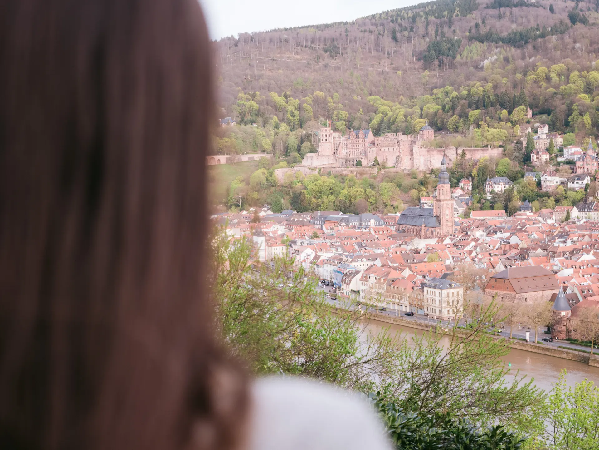 Hochzeitsfotos Philosophenweg Heidelberg mit Blick auf den Neckar